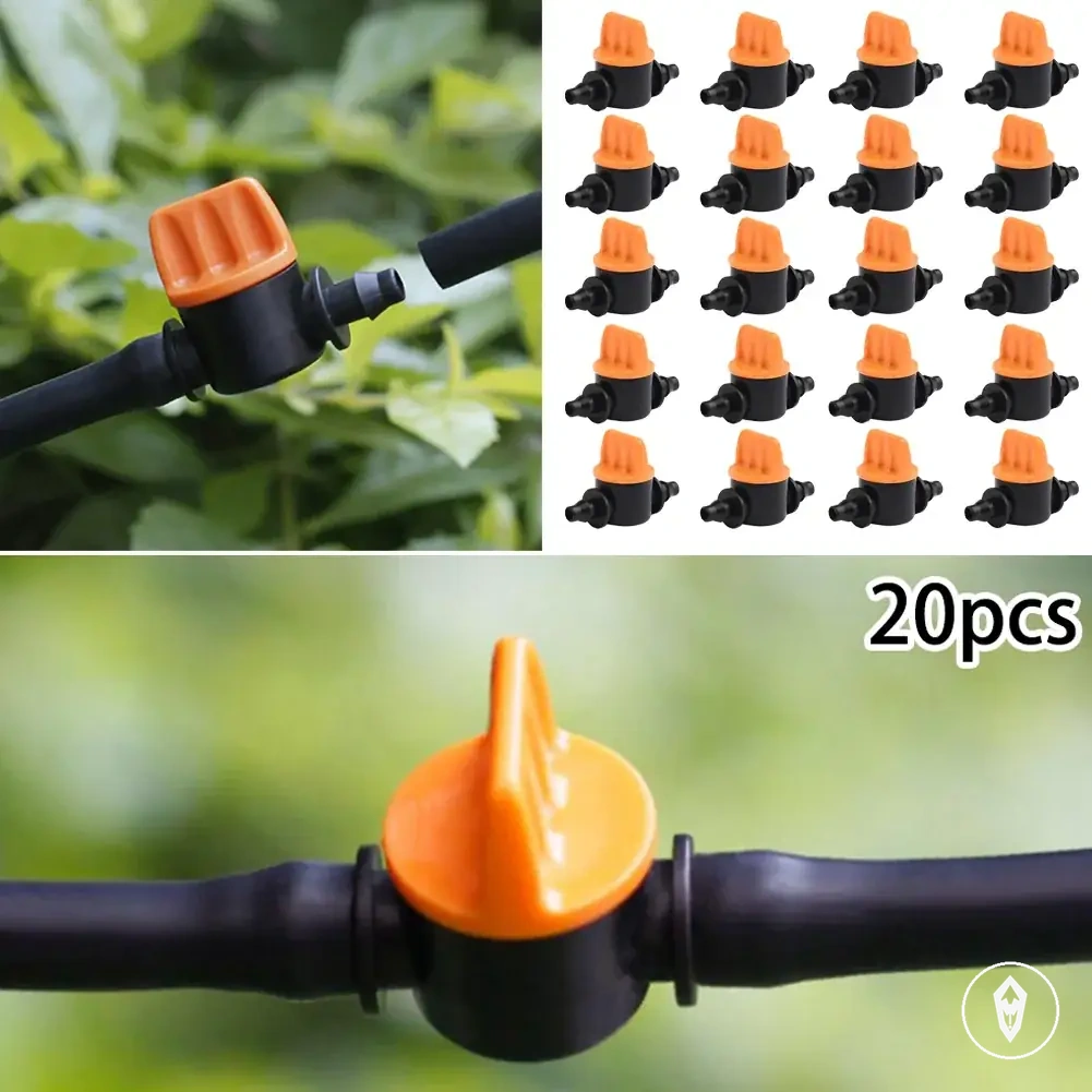Drip irrigation flow valves for 4/7mm hose and water control fittings
