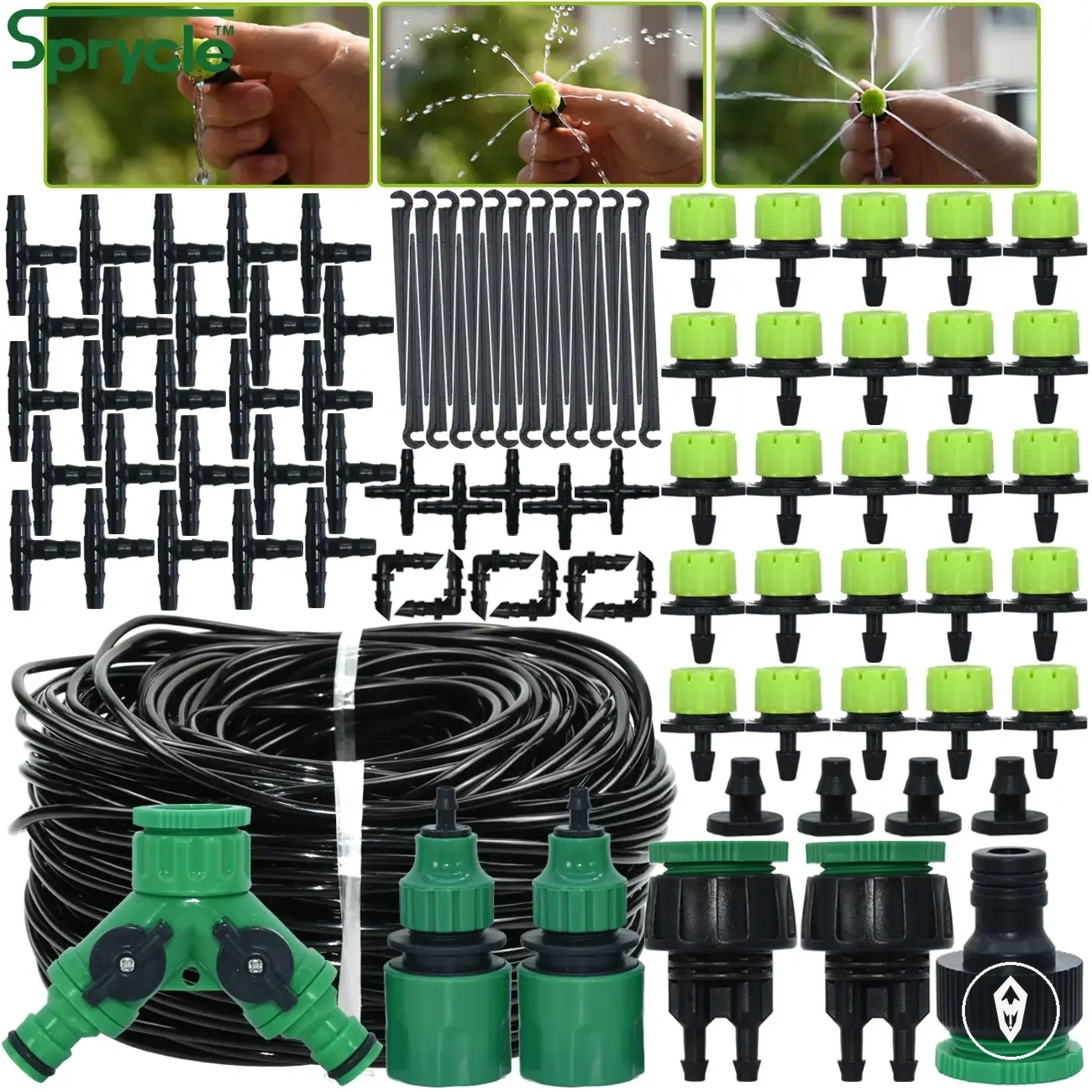 Sistema de riego por goteo ajustable con conectores de manguera para macetas y plantas de invernadero