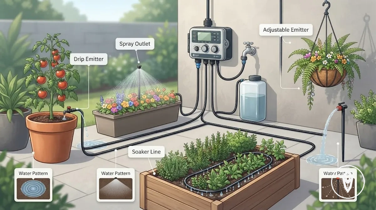 Distribution d eau et types de goutteurs du kit d arrosage automatique pour l arrosage des plantes