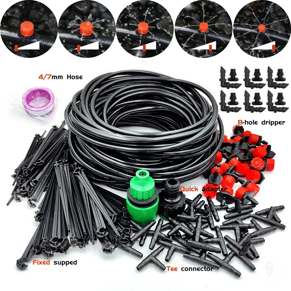 Kit de bicos de irrigação por gotejamento para jardim com conexões de mangueira para plantas