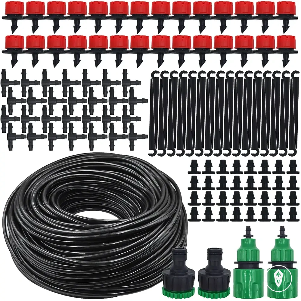 Kit portátil de microgotejamento com mangueira de 20 m e gotejadores ajustáveis