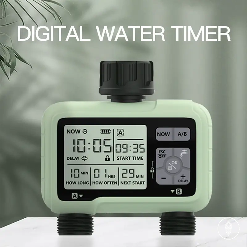 Dış mekan sulama programlaması için ayarlanabilir iki çıkışlı su zamanlayıcı