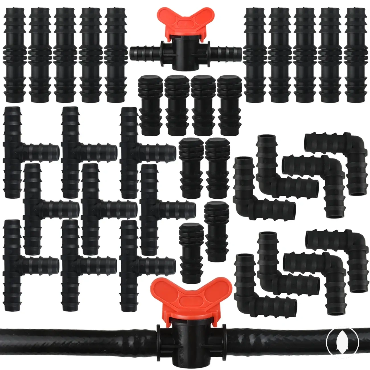 Kit de raccords tuyau 1/2 pouce pour irrigation goutte à goutte avec manchons, T, coudes et bouchons