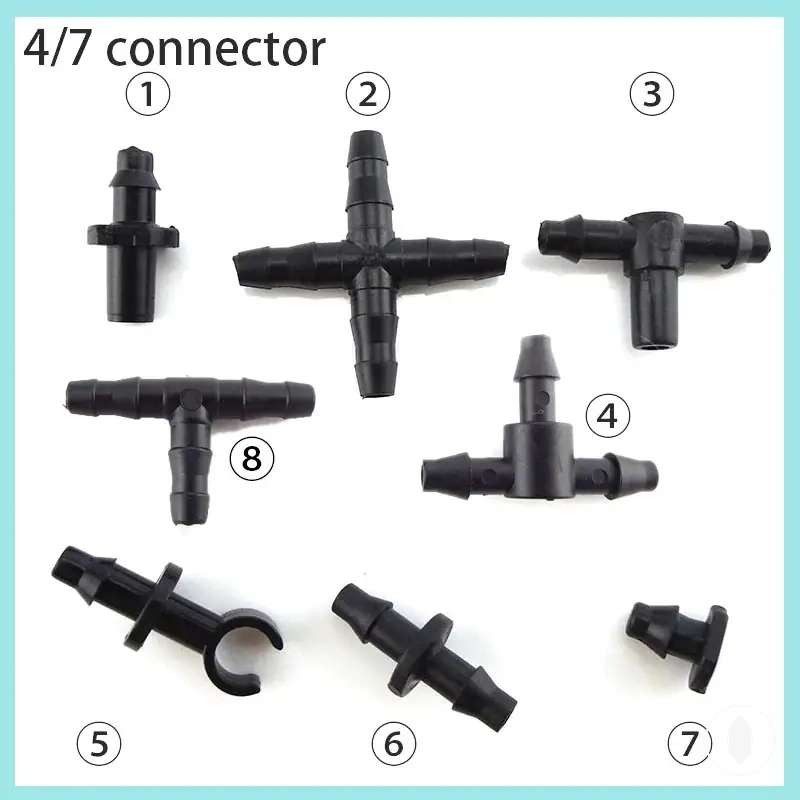 Raccords en T barbelés 4/7 mm pour dérivation de tuyaux d’irrigation goutte à goutte