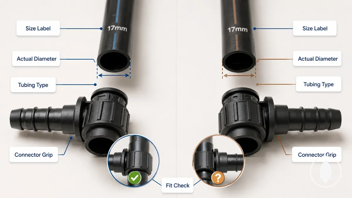 Tailles de tube d’irrigation goutte à goutte similaires comparées avant le choix des raccords