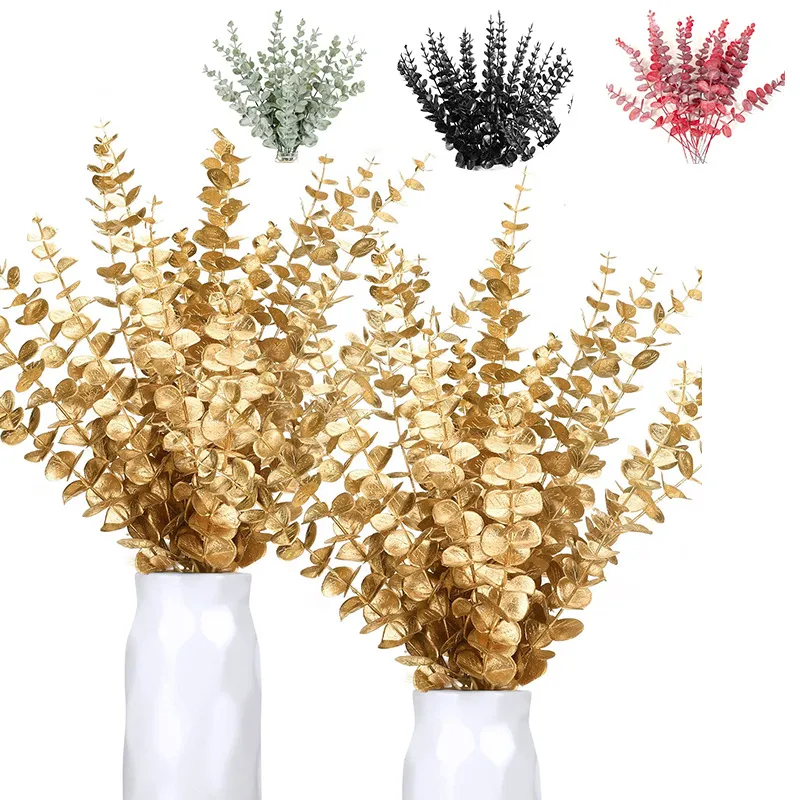 Plantes artificielles en cuir chevelu d'eucalyptus doré