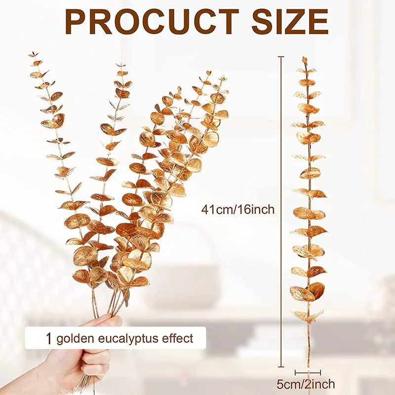 Plantes artificielles en cuir chevelu d'eucalyptus doré