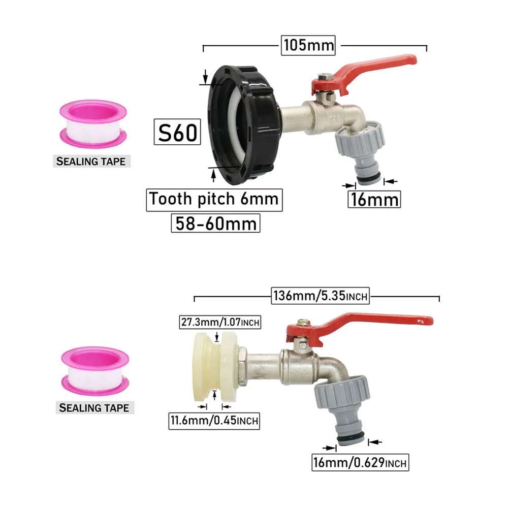 IBC-Adaptateur de Tuyau d'Arrosage S60x6 Filetage Continents