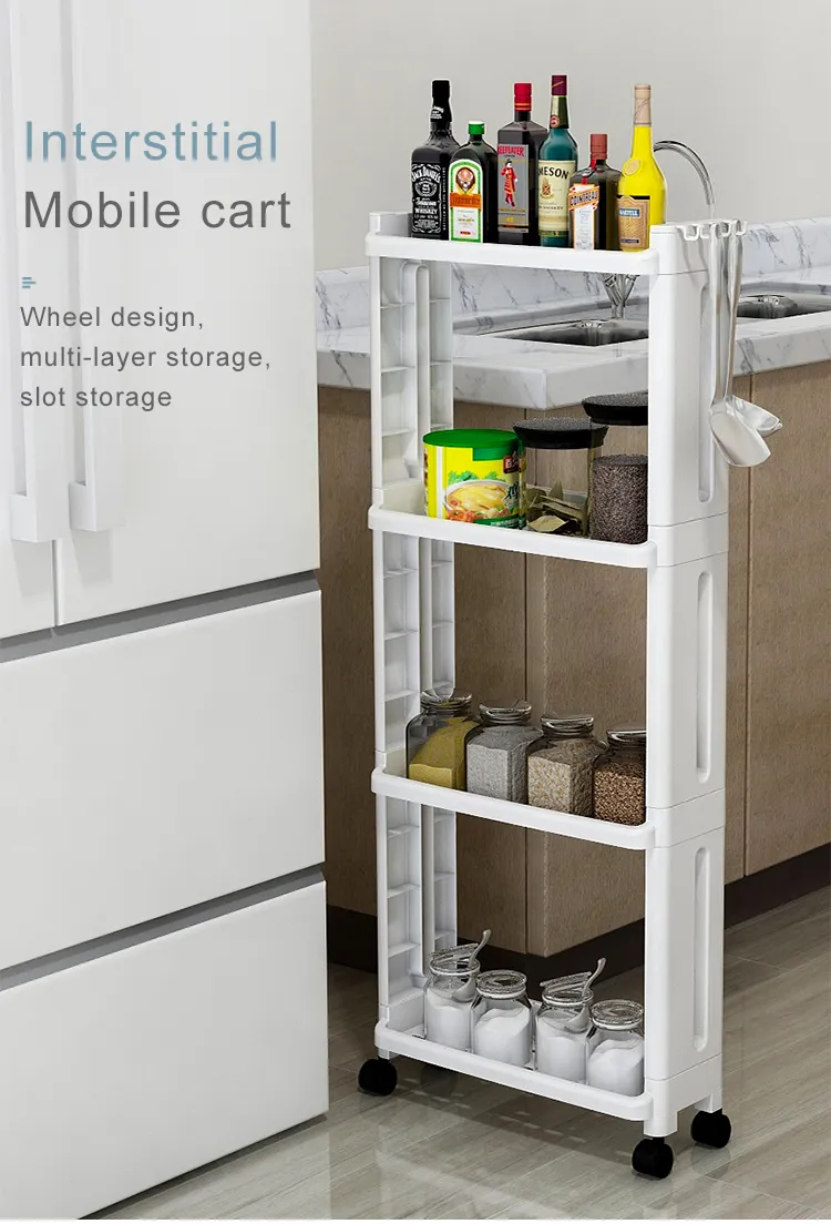 Étagère latérale de réfrigérateur à roulettes