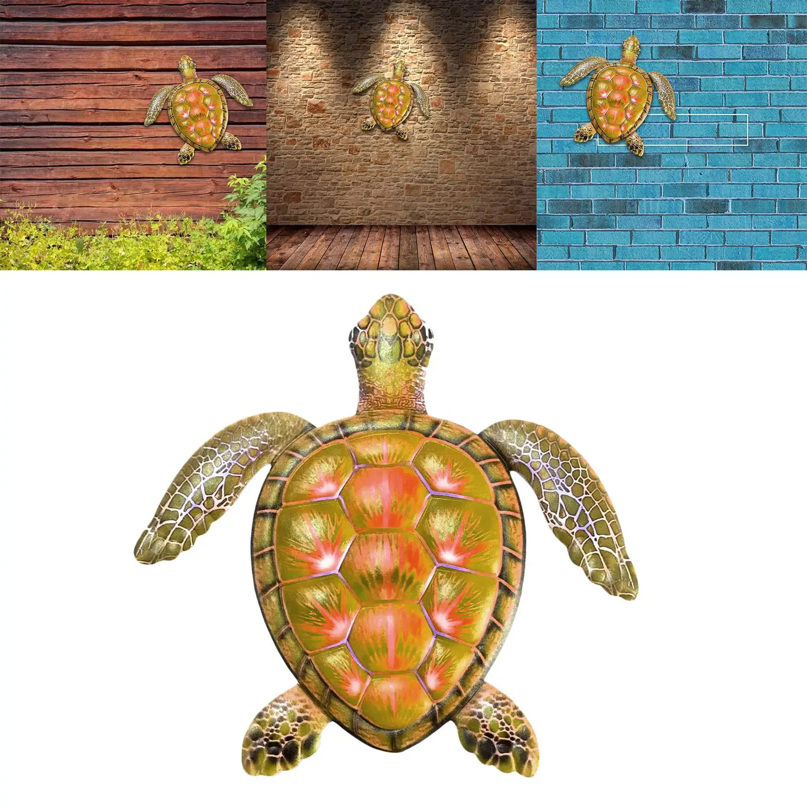 Iron Art Simple Style Sea Turtle Vintage Design Metal Wall Decor Animal Ornament Turtle Decoration for Home Garden