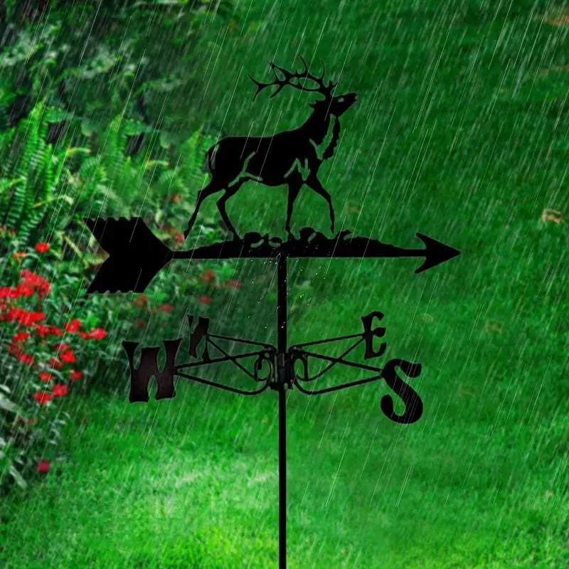 Girouette Métal Rétro Avec Support – Pour Toit Ou Jardin – Indicateur Direction Du Vent – Cerf Ou Autres Motifs