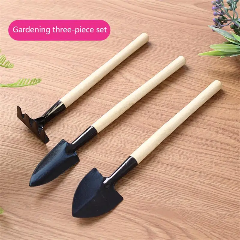 Kit 3 Outils De Jardinage Mini - Bêche, Griffe, Pelle - Pour Plantes En Pot, Portable, Métal