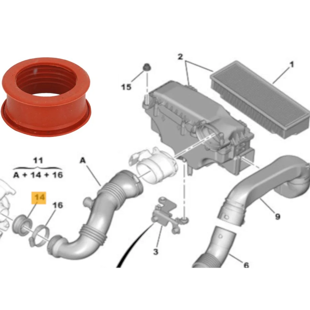 Manchon Tuyau D’air Turbo Pour Peugeot 206-407 Expert 1.6 HDI – Réf. 1434C8, Caoutchouc Solide