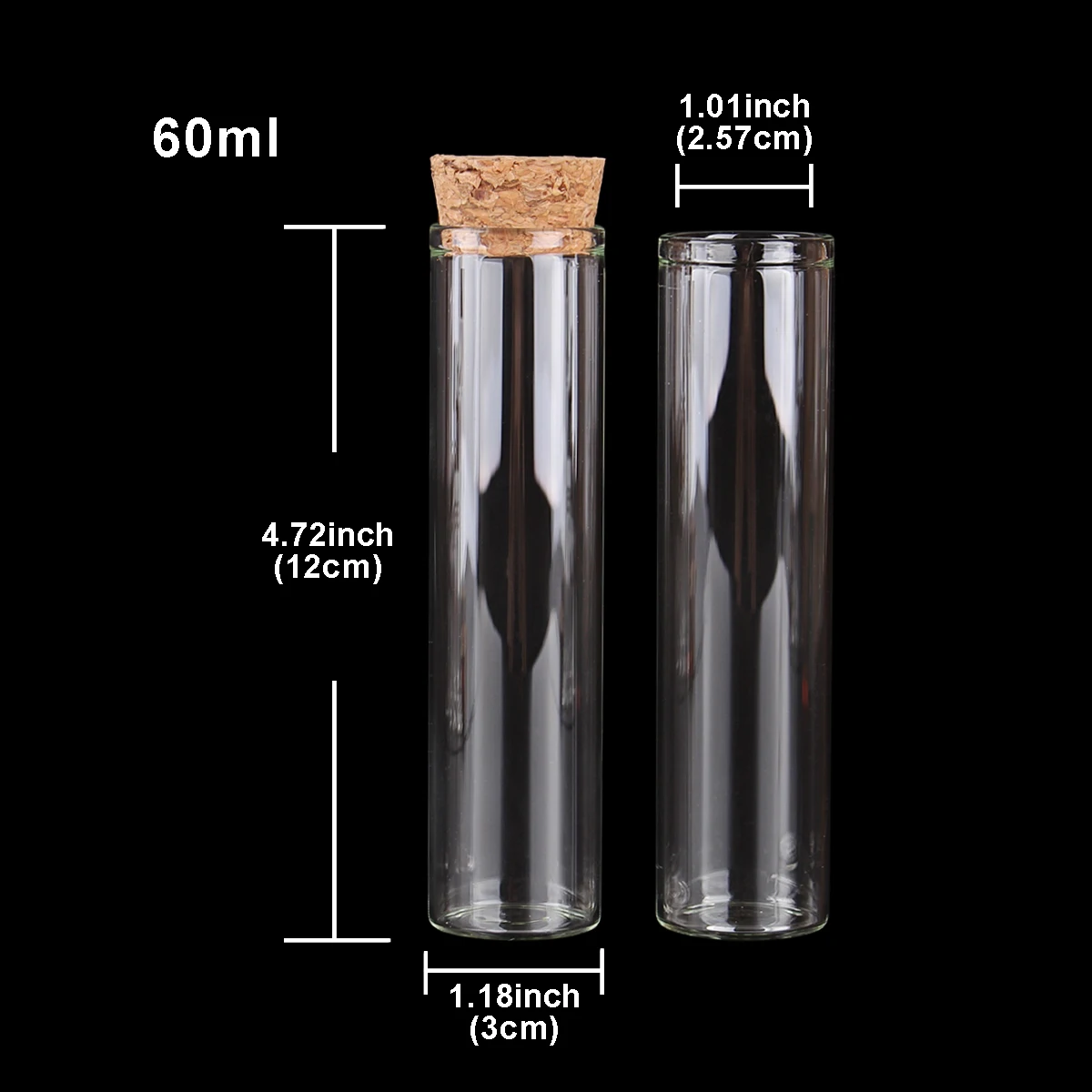 Tubes à essai en verre avec bouchon en liège
