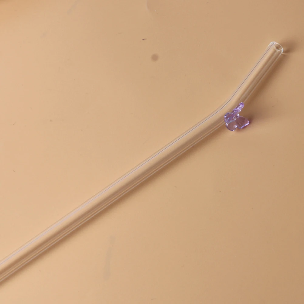 Paille en verre réutilisable avec papillon