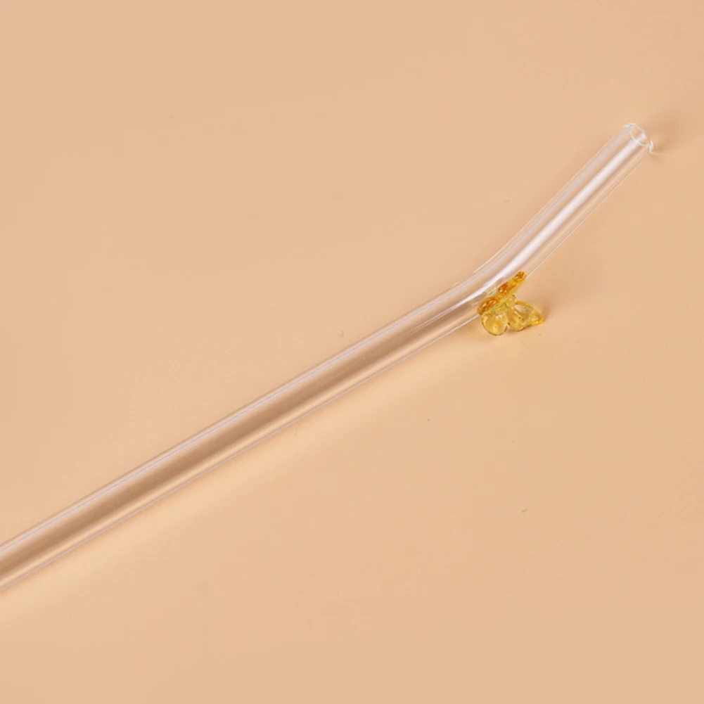 Paille en verre réutilisable avec papillon