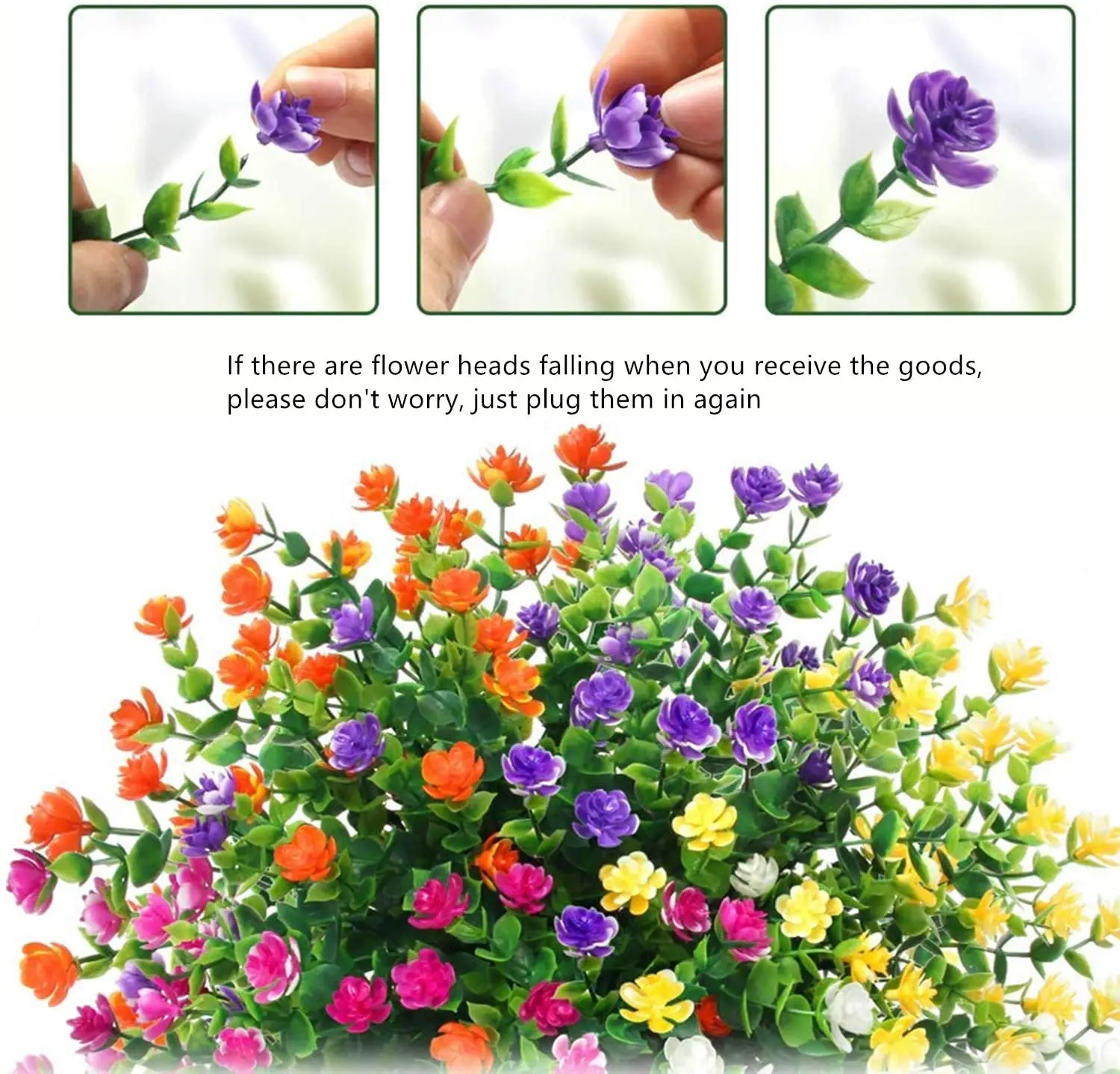 Fleurs artificielles en plastique résistant aux UV