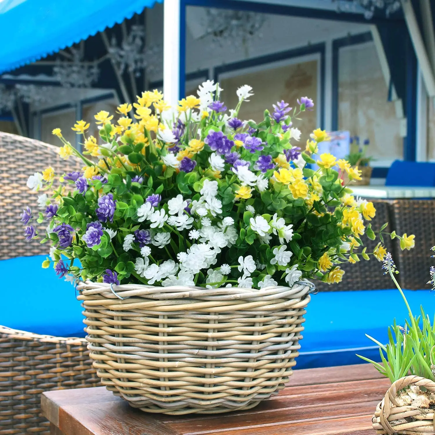 Fleurs artificielles en plastique résistant aux UV
