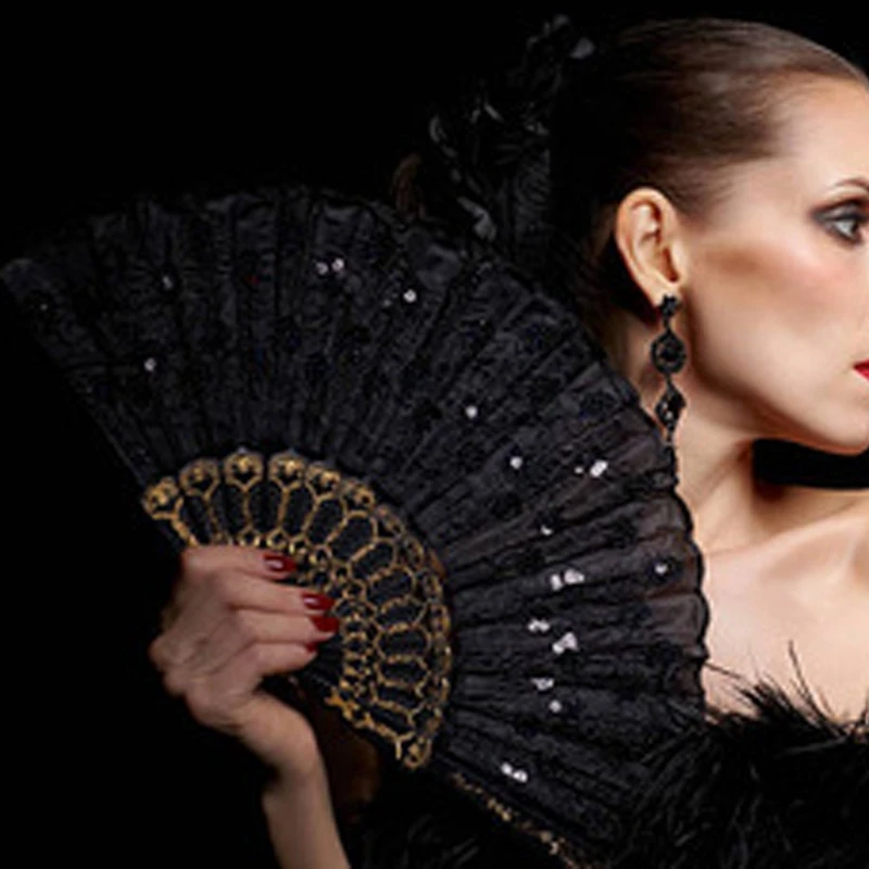 Éventail de fleurs en dentelle de style chinois et espagnol