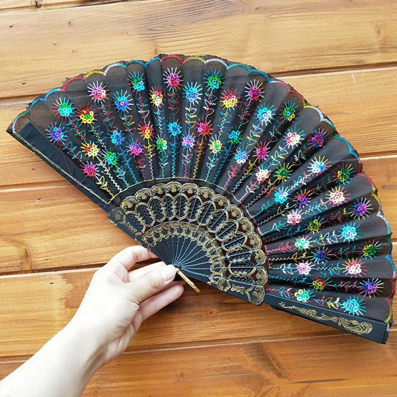 Éventail de fleurs en dentelle de style chinois et espagnol