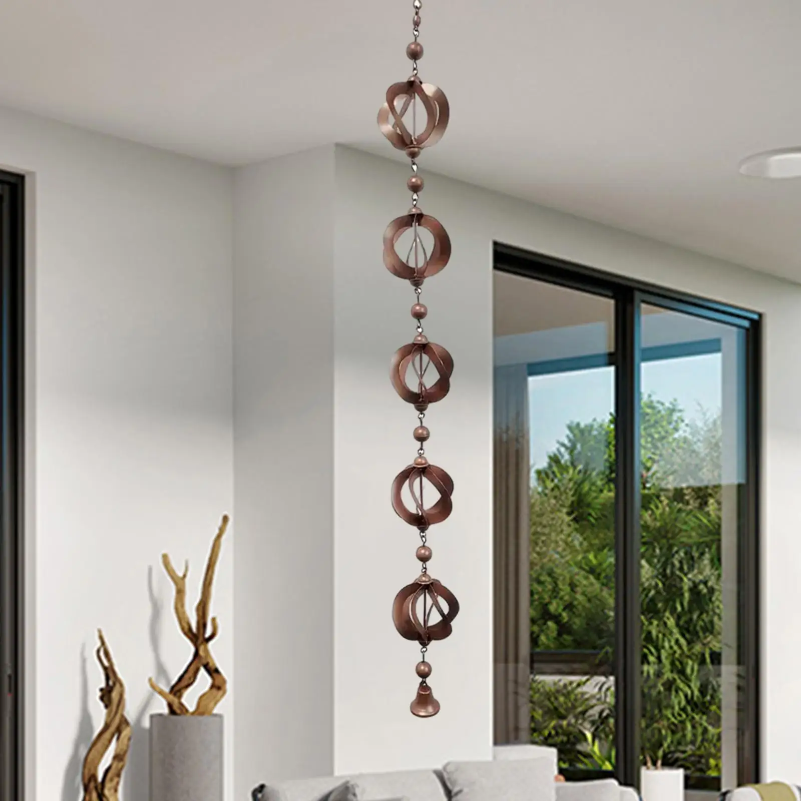 Rain Chains for Gutters Outdoor Hanging Rain Collector Cups Drainage 112cm Length for Display Gazebos Awnings Backyard Roofs