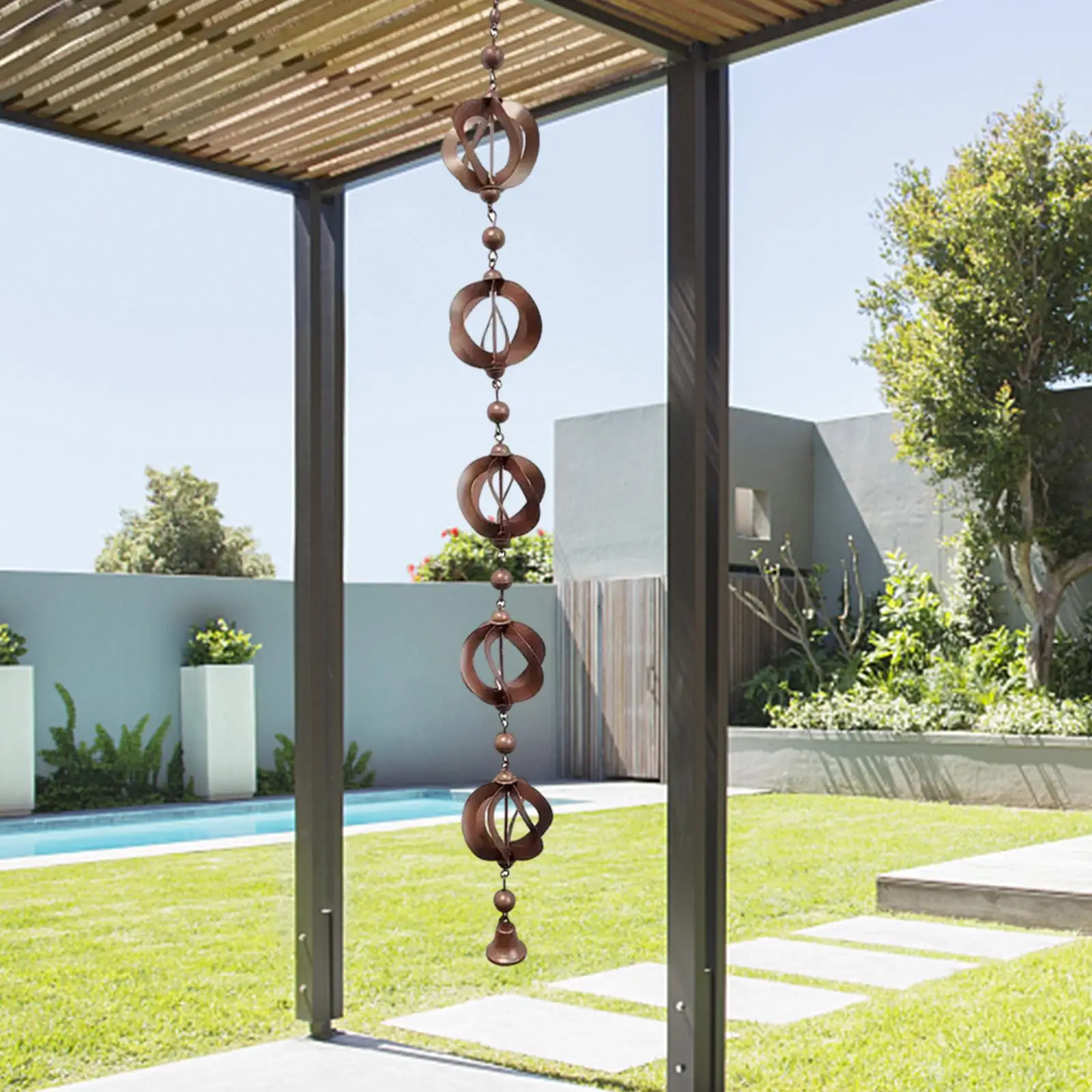 Rain Chains for Gutters Outdoor Hanging Rain Collector Cups Drainage 112cm Length for Display Gazebos Awnings Backyard Roofs