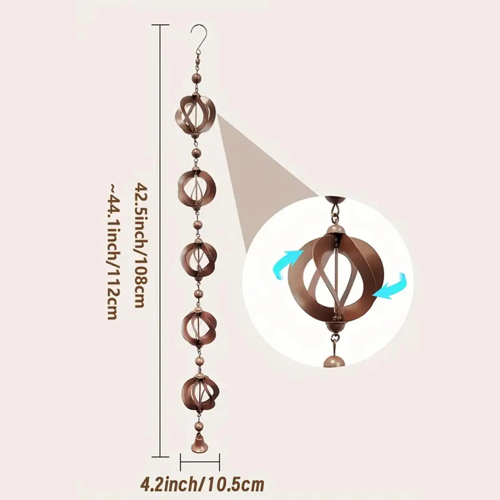 Rain Chains for Gutters Outdoor Hanging Rain Collector Cups Drainage 112cm Length for Display Gazebos Awnings Backyard Roofs
