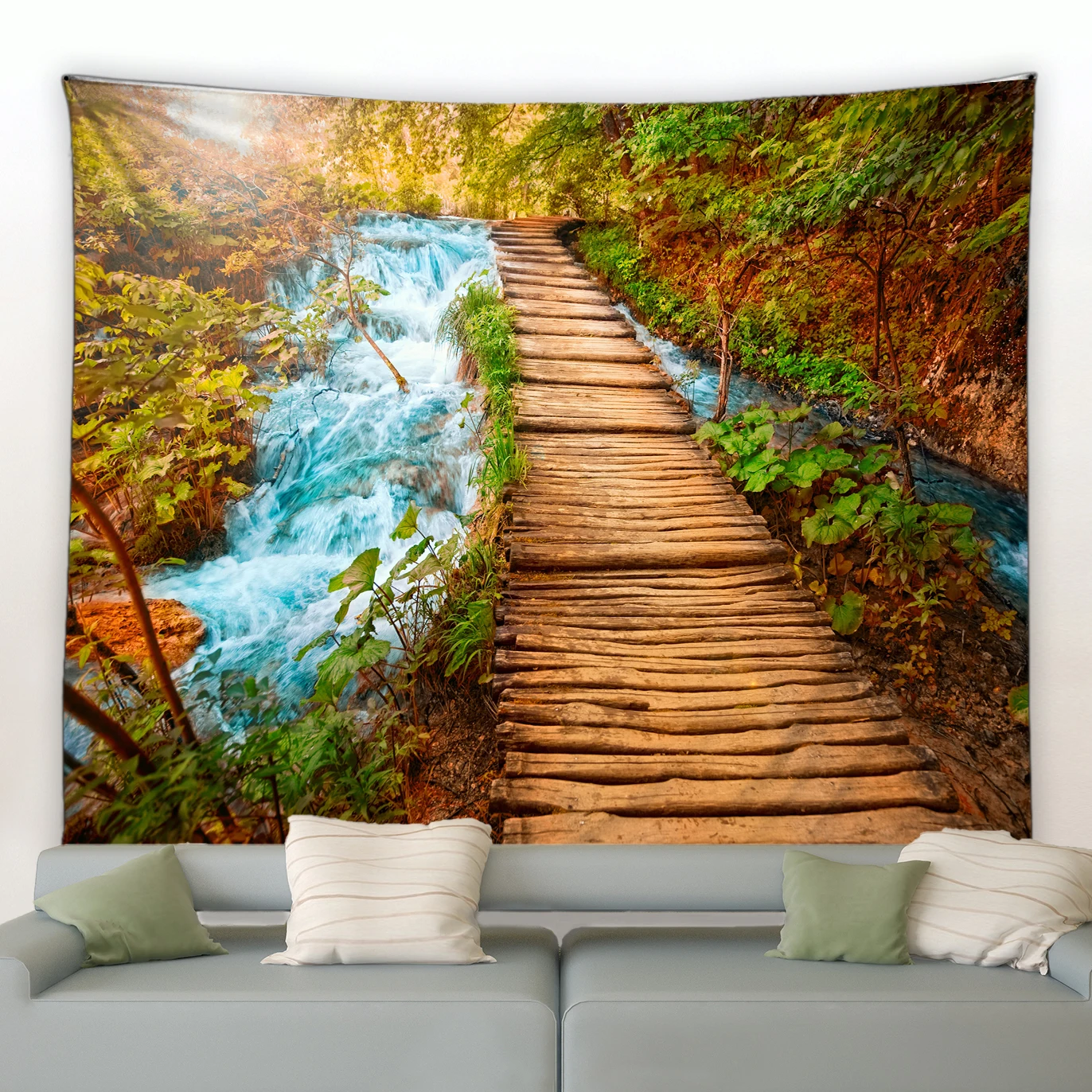 Tapisserie de paysage de jardin de printemps