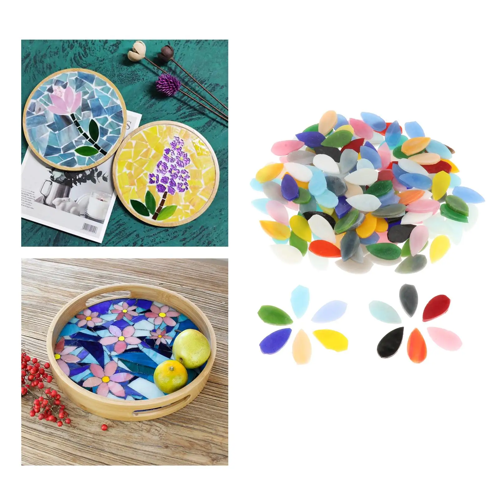 150pcs Mosaic Tiles Flower Leaves Garden Seat Table Pots Stepping Stones