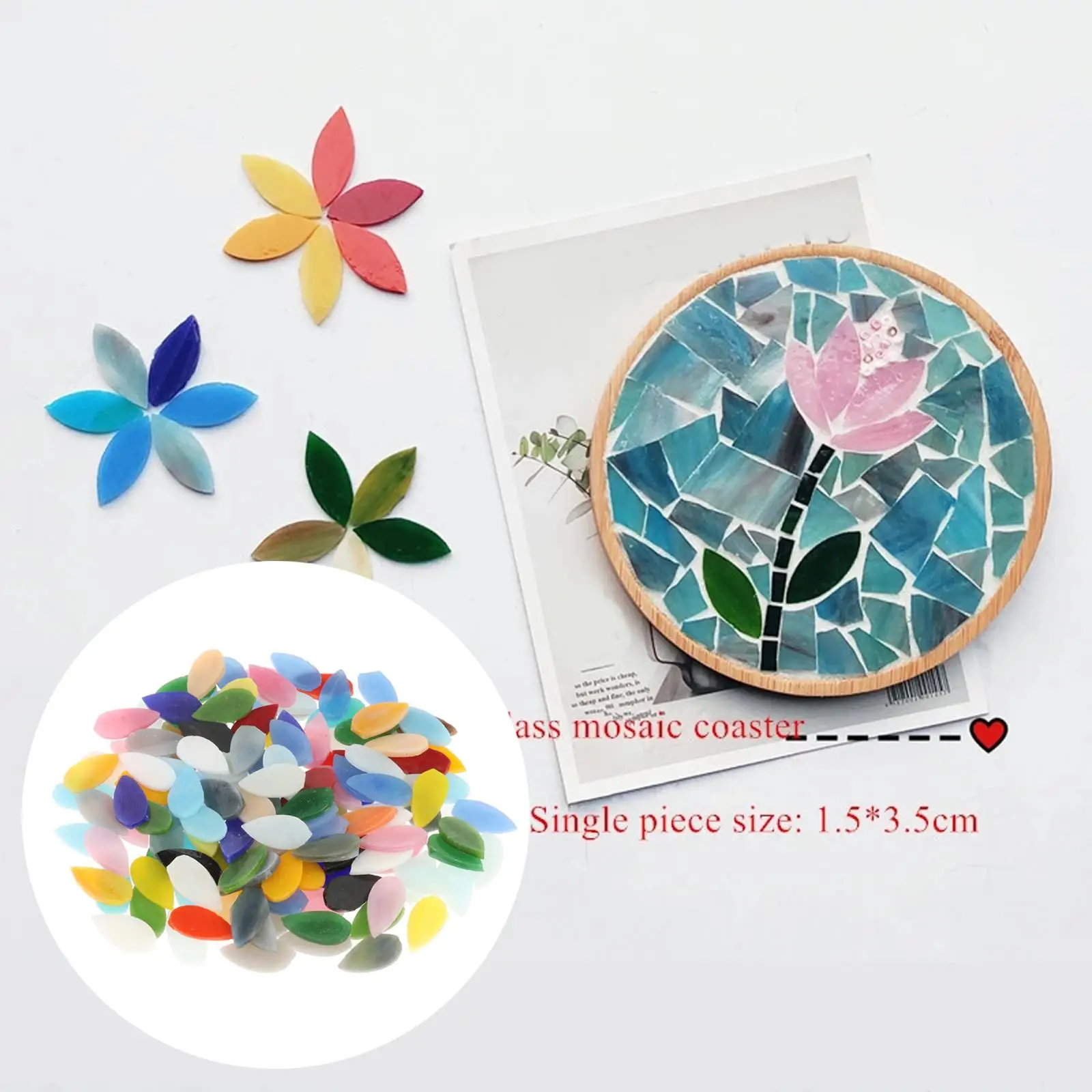 150pcs Mosaic Tiles Flower Leaves Garden Seat Table Pots Stepping Stones