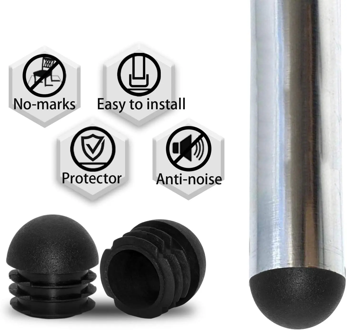 Embouts de meubles ronds en plastique noir