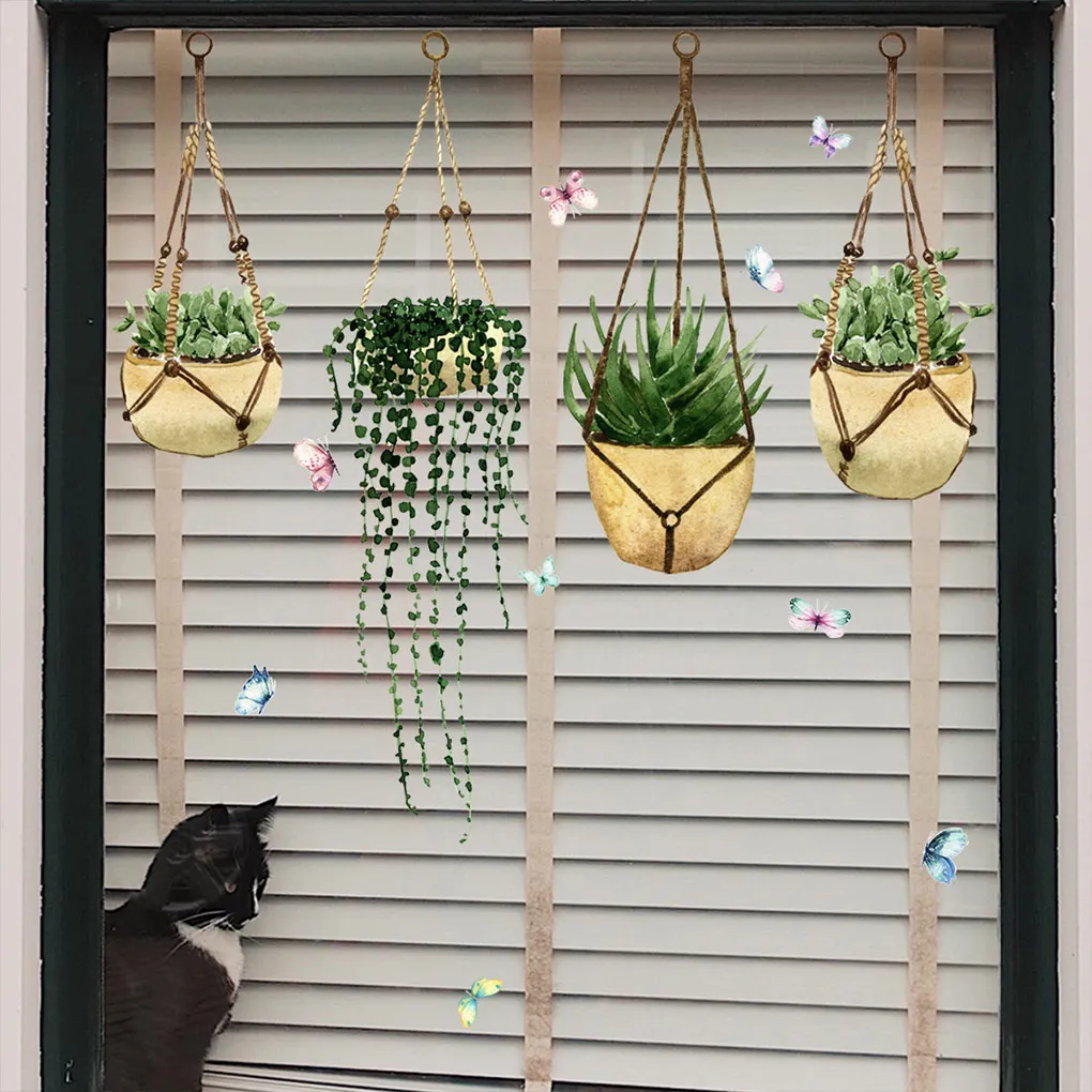 Autocollant de fenêtre de plante en PVC exquis