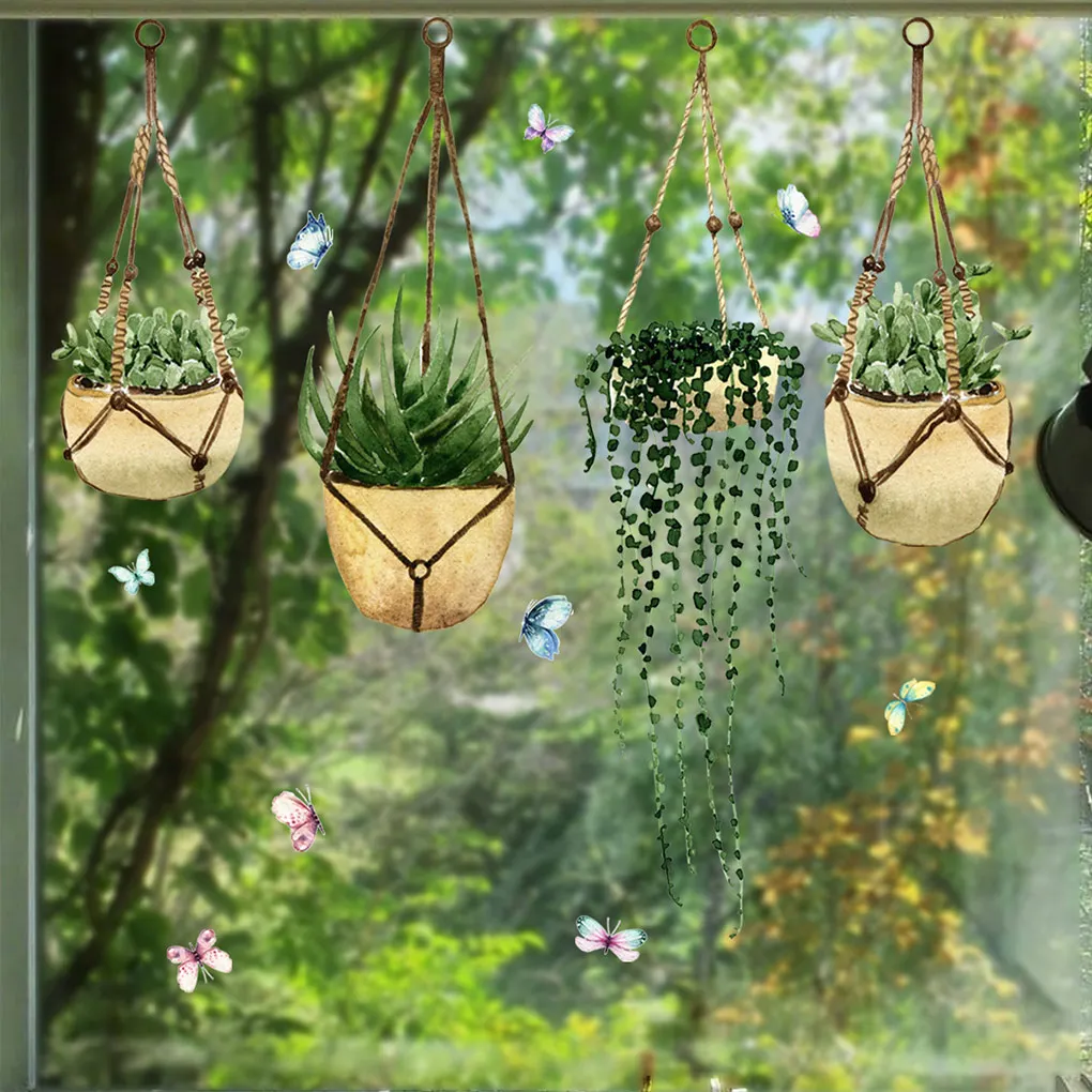 Autocollant de fenêtre de plante en PVC exquis