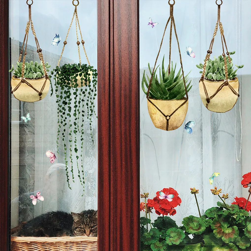 Autocollant de fenêtre de plante en PVC exquis