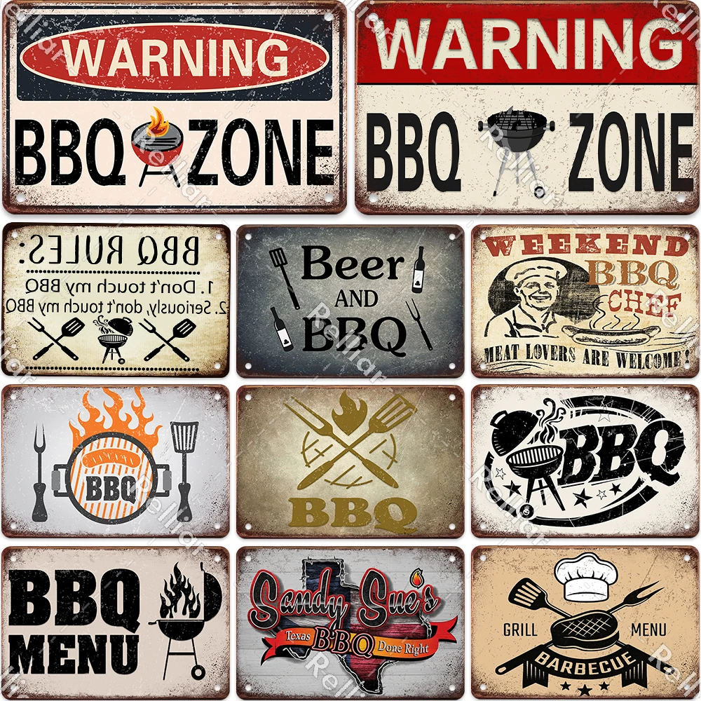 Plaque de décoration murale en métal pour fête de barbecue