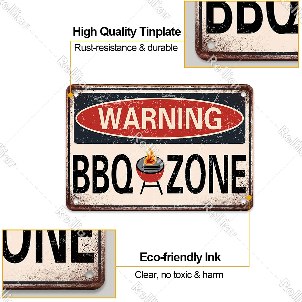 Plaque de décoration murale en métal pour fête de barbecue