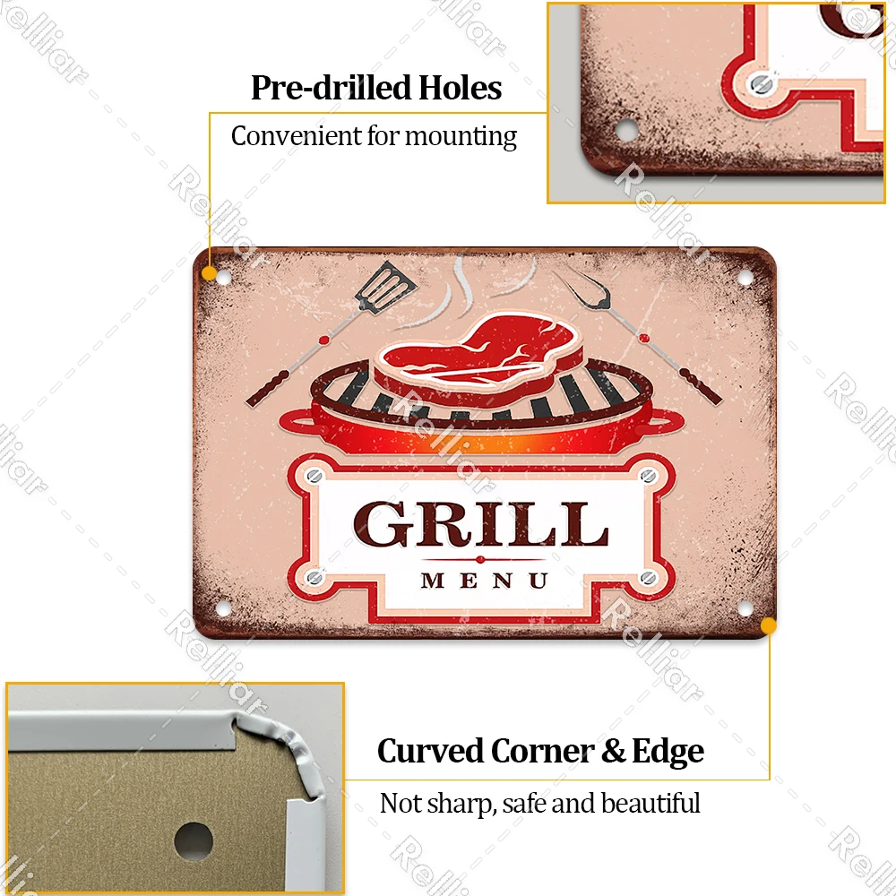 Plaque de décoration murale en métal pour fête de barbecue