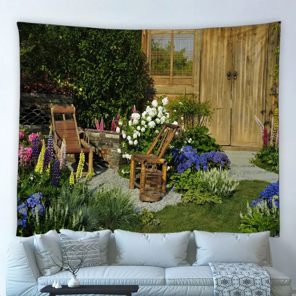 Tapisserie de paysage de jardin et de parc