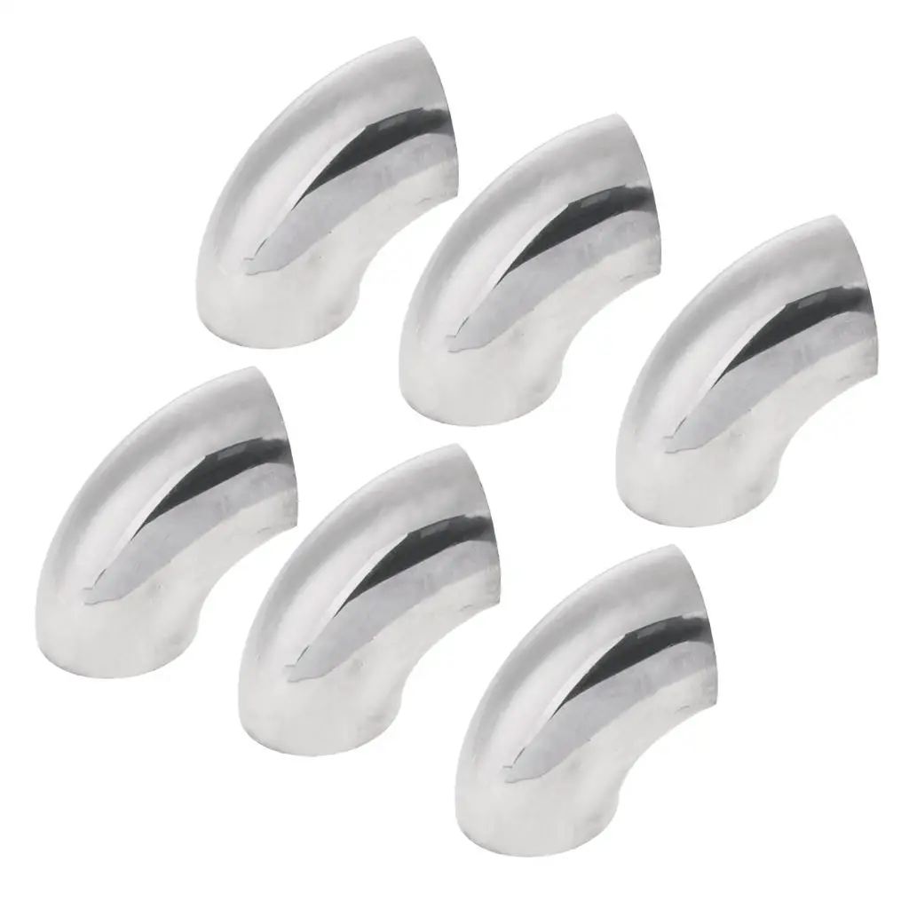 6 Pieces Stainless Steel Mandrel Exhaust Bends Tube Elbows 90 DEG 63MM 2.5 Inch
