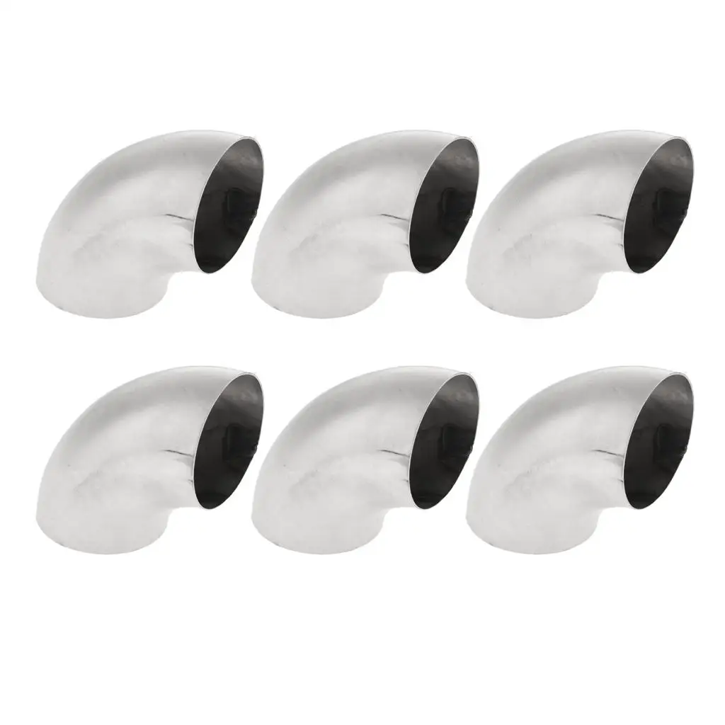 6 Pieces Stainless Steel Mandrel Exhaust Bends Tube Elbows 90 DEG 63MM 2.5 Inch