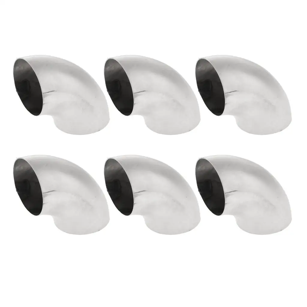 6 Pieces Stainless Steel Mandrel Exhaust Bends Tube Elbows 90 DEG 63MM 2.5 Inch