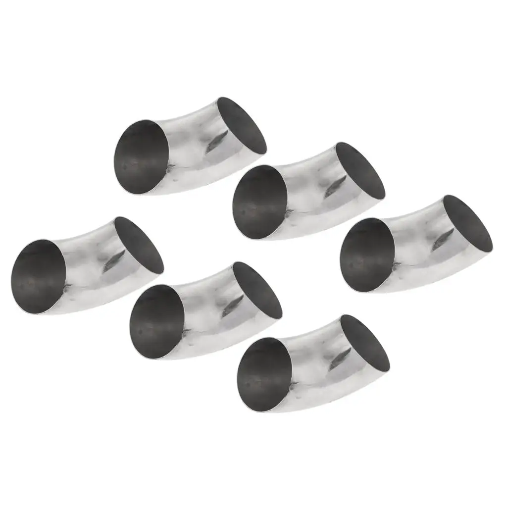 6 Pieces Stainless Steel Mandrel Exhaust Bends Tube Elbows 90 DEG 63MM 2.5 Inch