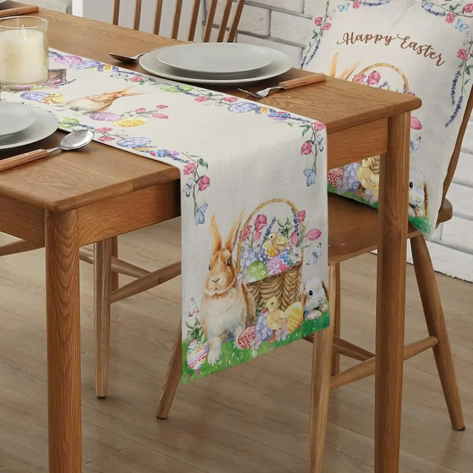 Chemin de table basse en lin de style frais