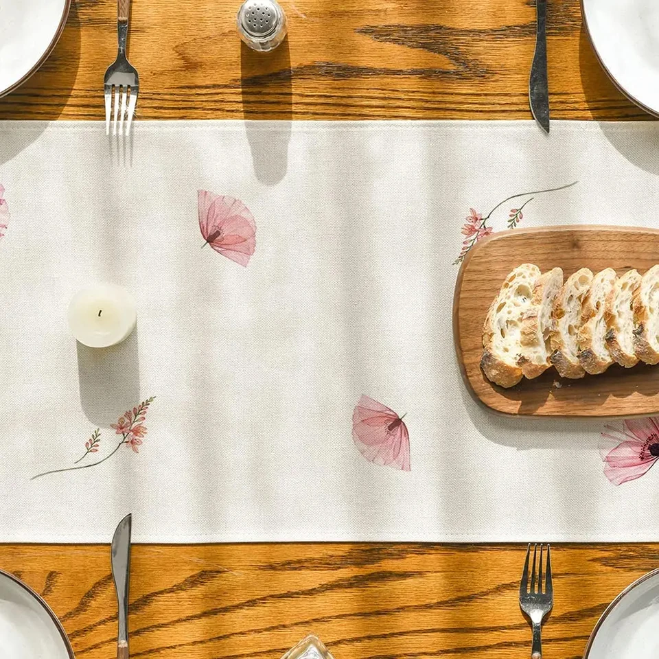 Chemin de table basse en lin de style frais