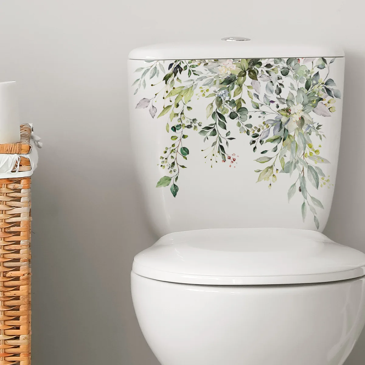Autocollant WC Motif Fleurs Et Papillons - 25x35cm, Imperméable, Décoration Facile Pour Salle De Bain - 10